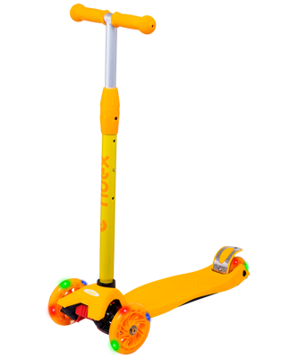 Самокат 3-колесный Kiko, 120/80 мм, желтый/оранжевый